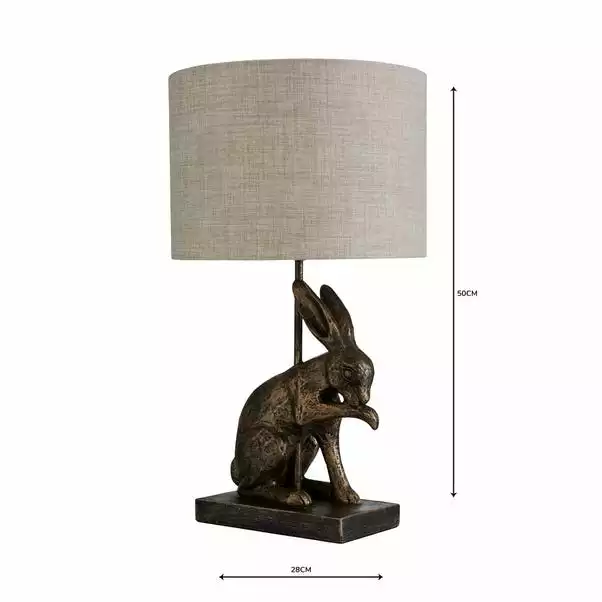 Dunelm Hare Licking Paw Table Lamp Ant Brs 6 Dunelm Hare Licking Paw Table Lamp Ant Brs - Image 4