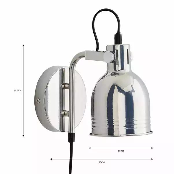 Dunelm Issac Chrome Effect Plug In Wall Light 8 Dunelm Issac Chrome Effect Plug In Wall Light - Image 6