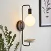 Dunelm Aubrey Exposed Bulb Shelf Wall Light Black And Faux Marble -all lighting Sales Store 30802437