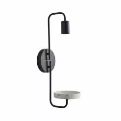 Dunelm Aubrey Exposed Bulb Shelf Wall Light Black And Faux Marble -all lighting Sales Store 30802437 alt04