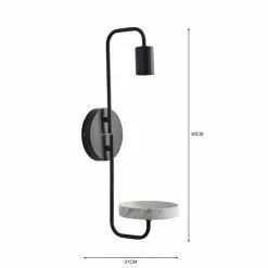 Dunelm Aubrey Exposed Bulb Shelf Wall Light Black And Faux Marble -all lighting Sales Store 30802437 alt05