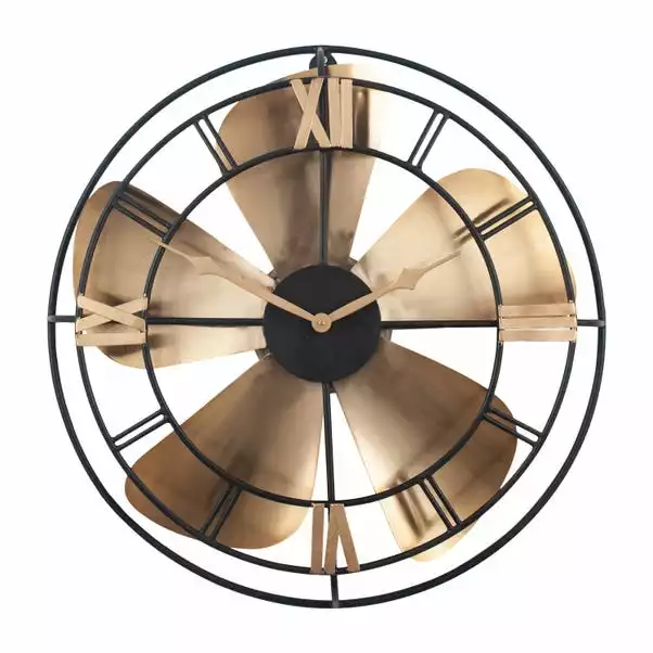 Pacific Lifestyle Antique Brass & Black Fan Design Wall Clock 46cm 4 Pacific Lifestyle Antique Brass & Black Fan Design Wall Clock 46cm - Image 2