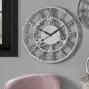 Pacific Lifestyle Shiny Nickel Cog Design Wall Clock 61cm