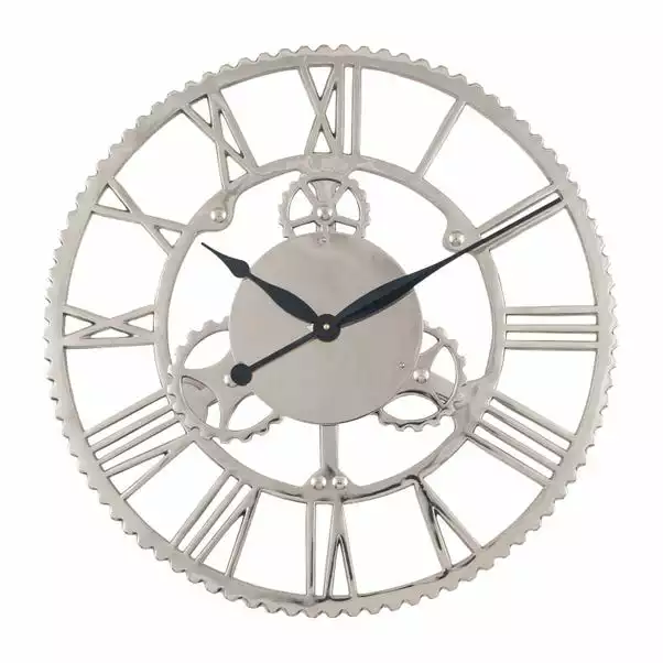 Pacific Lifestyle Shiny Nickel Cog Design Wall Clock 61cm 4 Pacific Lifestyle Shiny Nickel Cog Design Wall Clock 61cm - Image 2