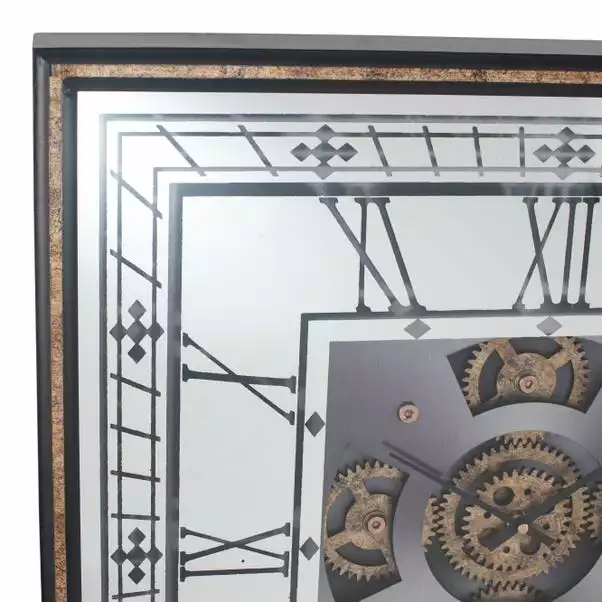 Pacific Lifestyle Antique Gold Wood & Mirror Square Working Cog Wall Clock 60cm 5 Pacific Lifestyle Antique Gold Wood & Mirror Square Working Cog Wall Clock 60cm - Image 3