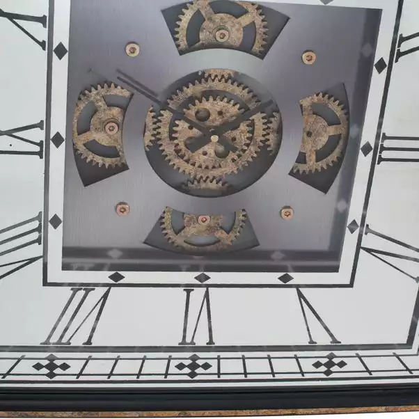 Pacific Lifestyle Antique Gold Wood & Mirror Square Working Cog Wall Clock 60cm 6 Pacific Lifestyle Antique Gold Wood & Mirror Square Working Cog Wall Clock 60cm - Image 4