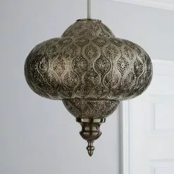Dunelm Lucena Fretwork Silver Easy Fit Pendant 7 Dunelm Lucena Fretwork Silver Easy Fit Pendant -all lighting Sales Store 30808816 alt01