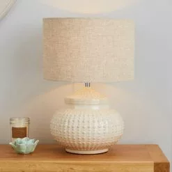 Dunelm Zeeburg Urchin Ceramic Cream Table Lamp