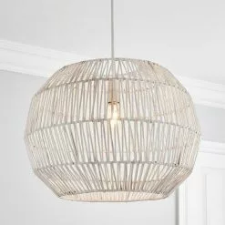 Dunelm Wicker Woven Easy Fit Pendant White