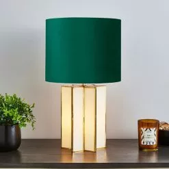 Dunelm Virgo Green Star Glass Table Lamp