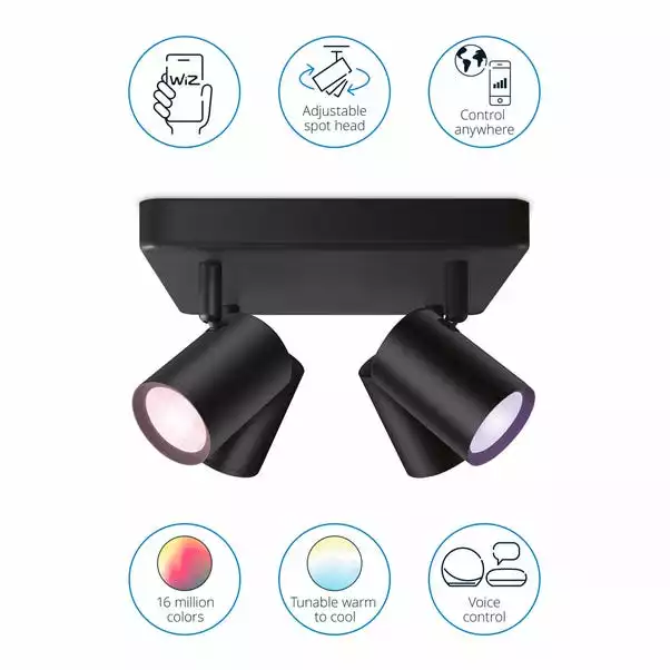 WiZ Connected WiZ Imageo Smart 4 Light LED Adjustable Spotlight 5 WiZ Connected WiZ Imageo Smart 4 Light LED Adjustable Spotlight - Image 3